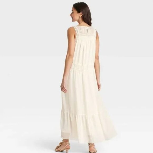 A New Day Cream Sheer Chiffon Wedding Party Occasion Maxi Slip Dress NWT XXL - Picture 3 of 4